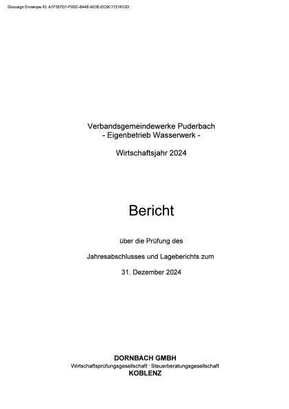 Bericht
ober die Prüfung des Jahresabschlusses und Lageberichts zum
31. Dezember 2024