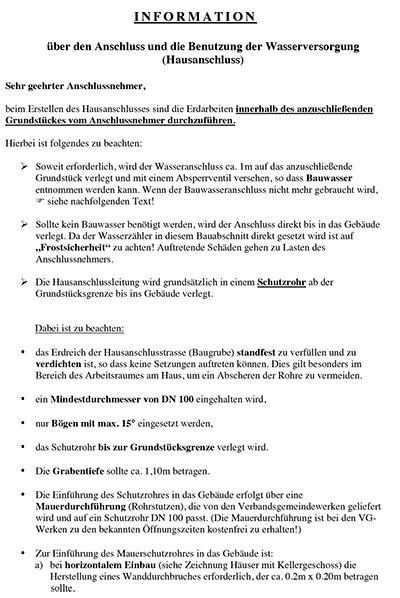 information hausanschluss